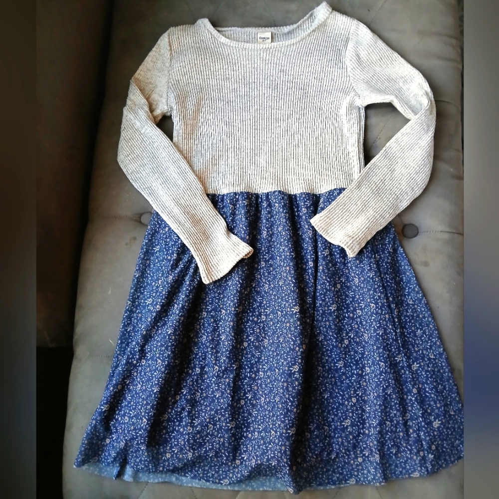 Girls Light Gray and Navy Dress